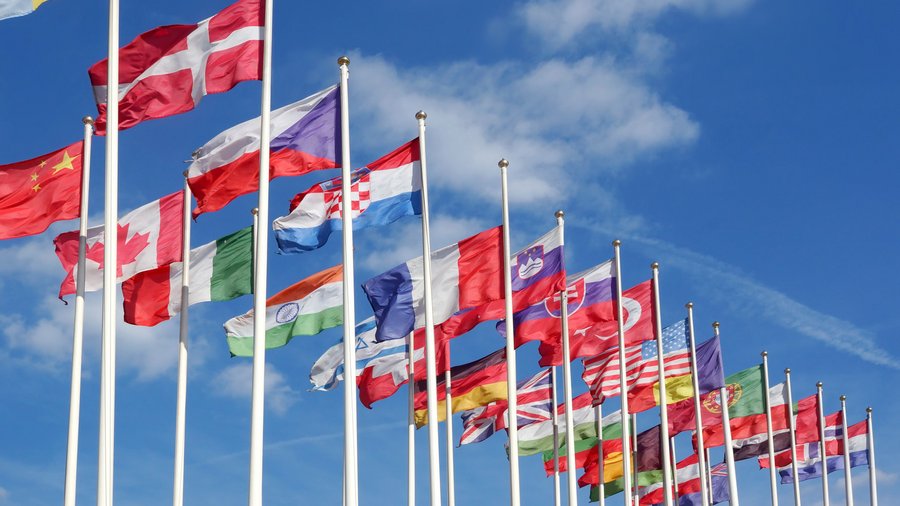 Flags in the wind. Mouse click leads to enlarged view